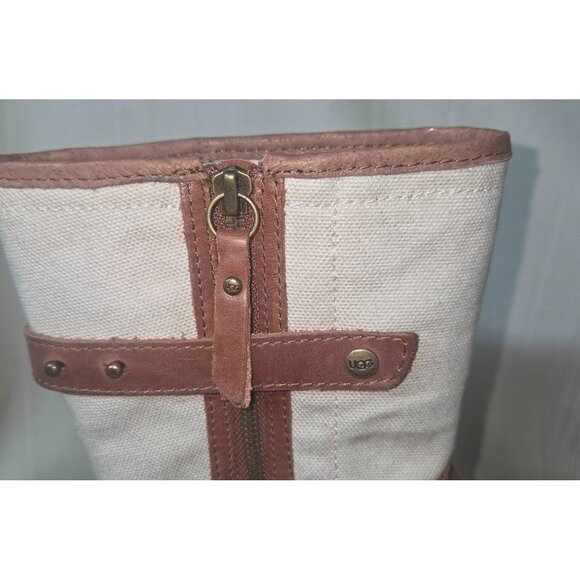 UGG Rosalie Chestnut canvas / Leather Boots Women's Size US 9 NEW 1004161 - Picture 4 of 11